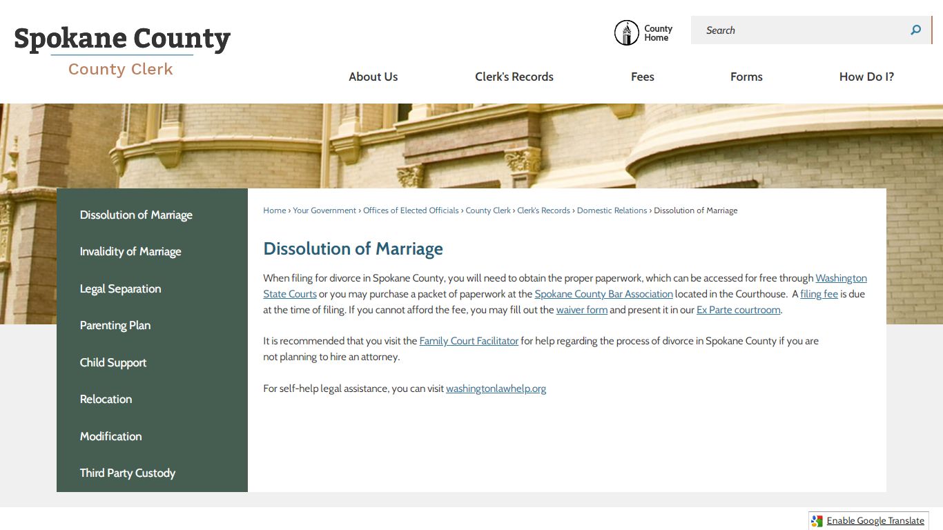 Dissolution of Marriage | Spokane County, WA